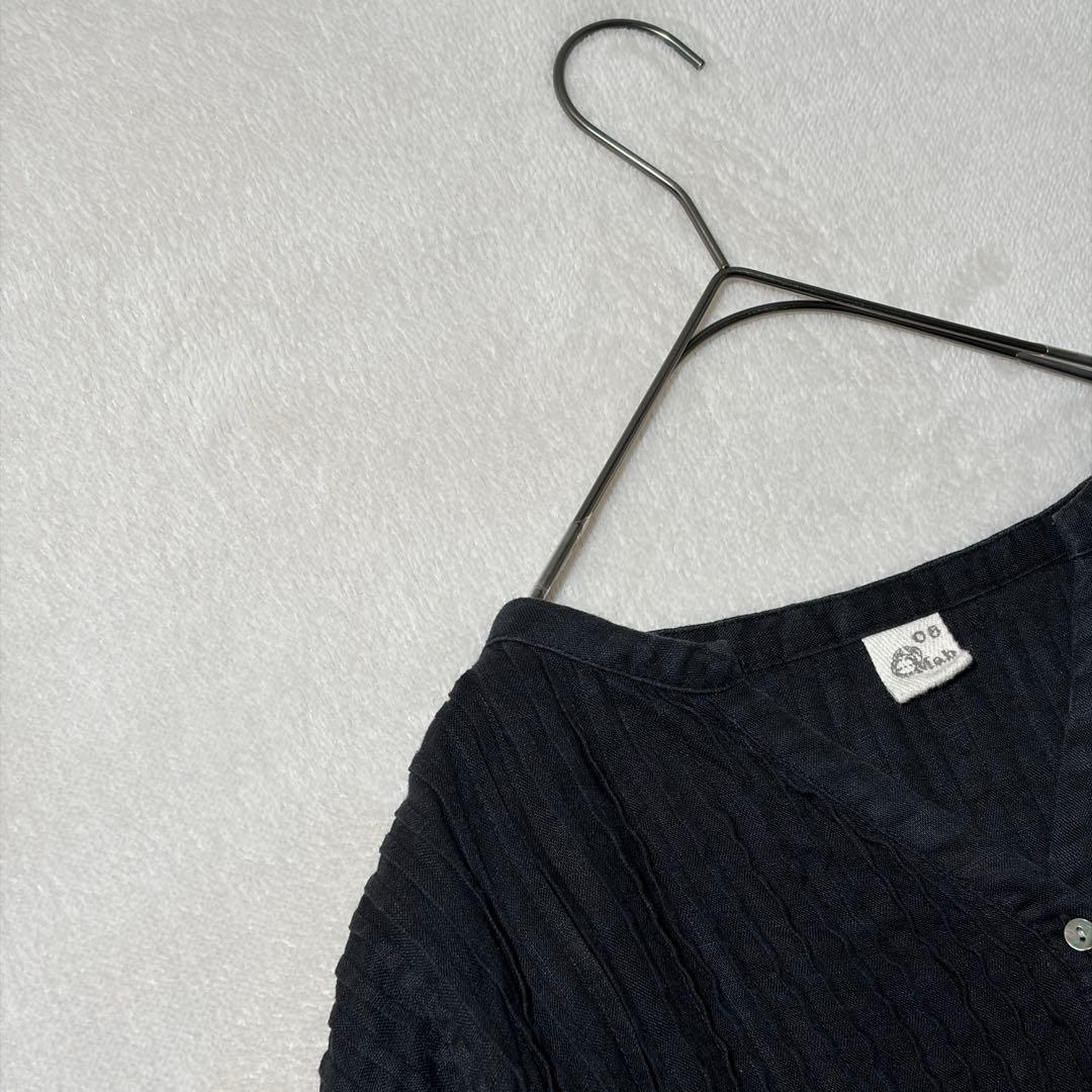 08mab ゼロハチマブ　ピンタック リネン ワンピース　ロング　麻100% 黒