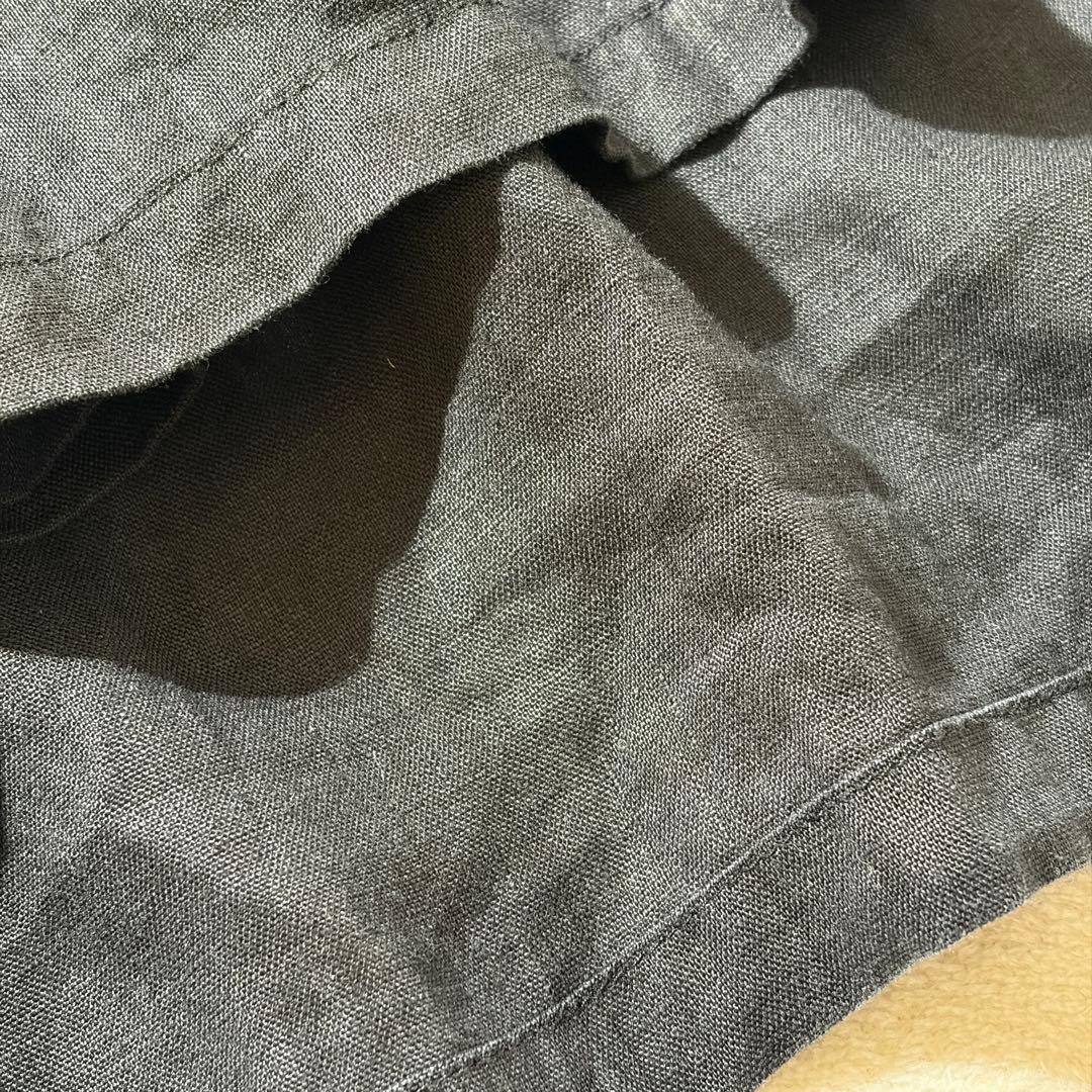 08mab ゼロハチマブ　ピンタック リネン ワンピース　ロング　麻100% 黒