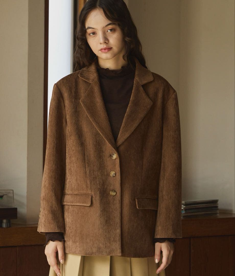 【新品】OLUN きりまる　ルーズベーシックモールジャケット　ブラウン　S