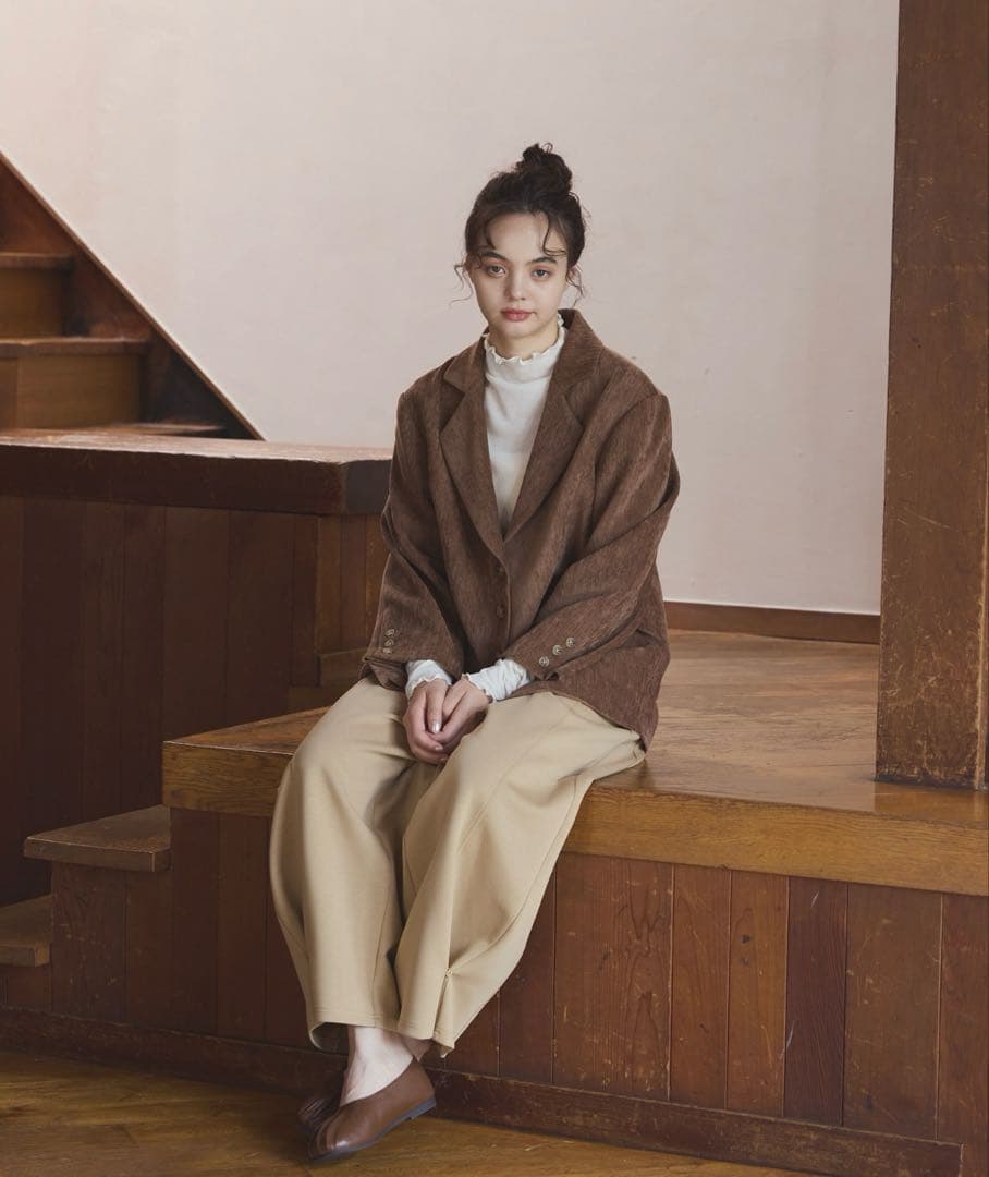 【新品】OLUN きりまる　ルーズベーシックモールジャケット　ブラウン　S