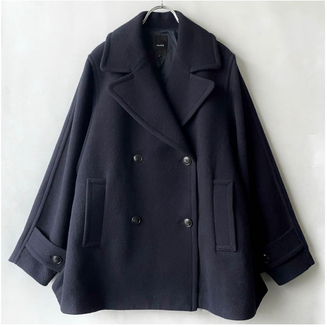美品✨ミューニック　22AW 5.2万　メルトンPコート　紺