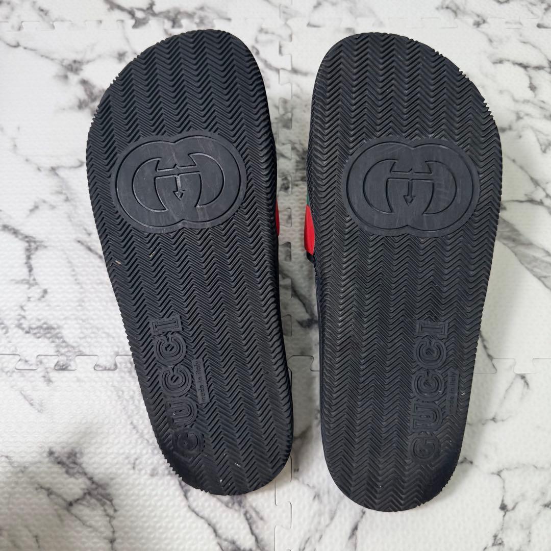 良品◯グッチ　スライドサンダル　インターロッキングG シェリーライン　ラバー