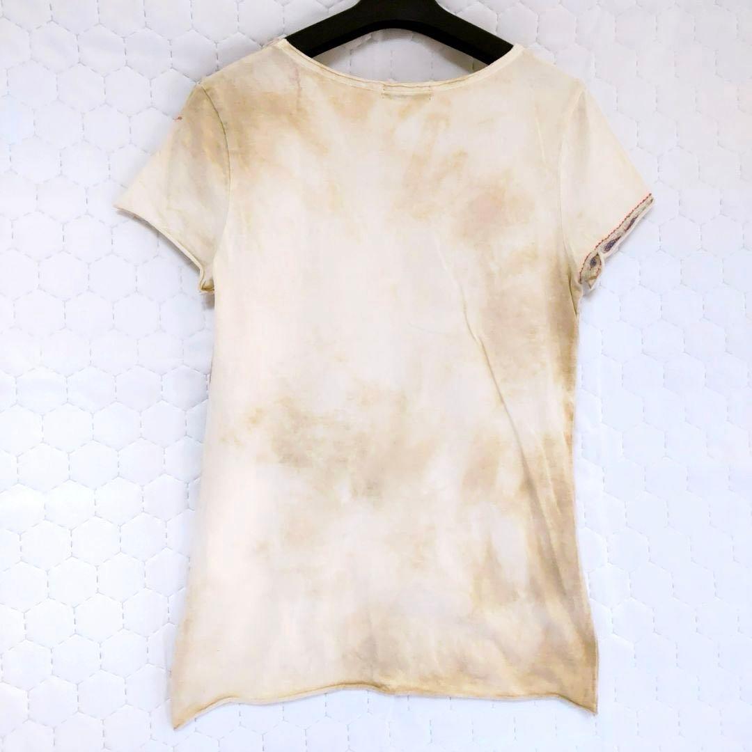 美品✨goa 半袖Tシャツ 羽根とビーズプリント 半袖Tシャツ