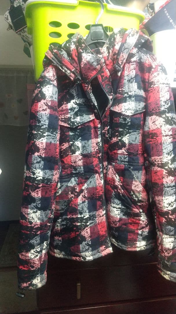 激レア山本kid着用ファイブオーチェック柄ダウンジャケット フード付き