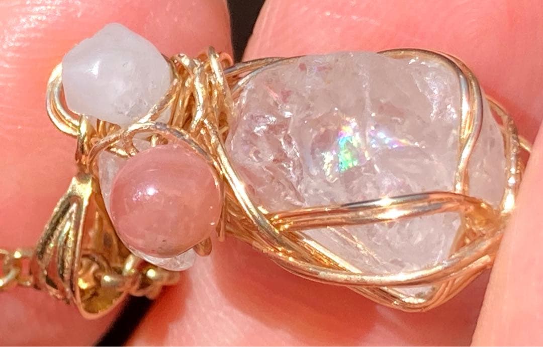 ロシア産　フェナカイト　虹入り　シナジーpt ワールドラビリンスアゼツライト