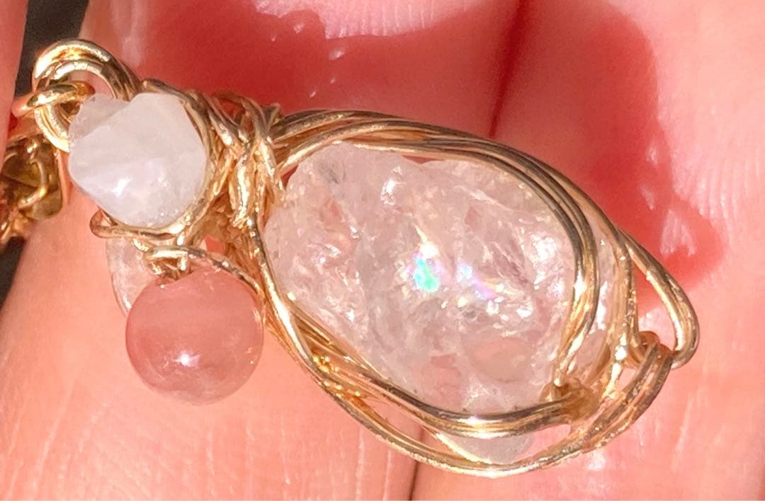 ロシア産　フェナカイト　虹入り　シナジーpt ワールドラビリンスアゼツライト