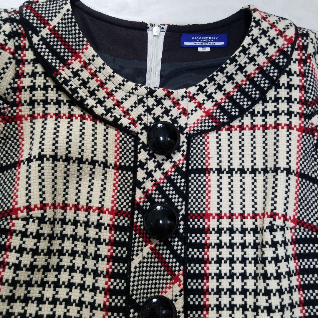 バーバリーブルーレーベル　ツイードワンピース　ミニ　チェック　38　M