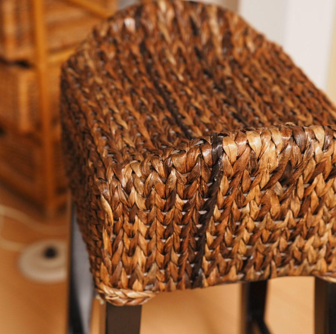 【美品】スツール カウンターチェア アジアン家具 ラタン 昭和レトロ