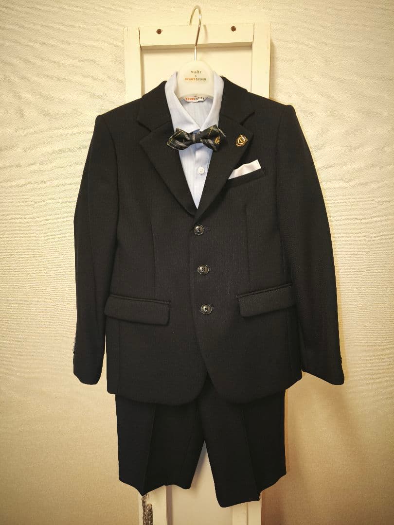ビームスデザイン130フォーマルスーツ男の子男児蝶ネクタイ付き靴21cm入学式