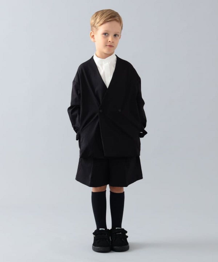 MOUN TEN. ノーカラージャケット　黒　110