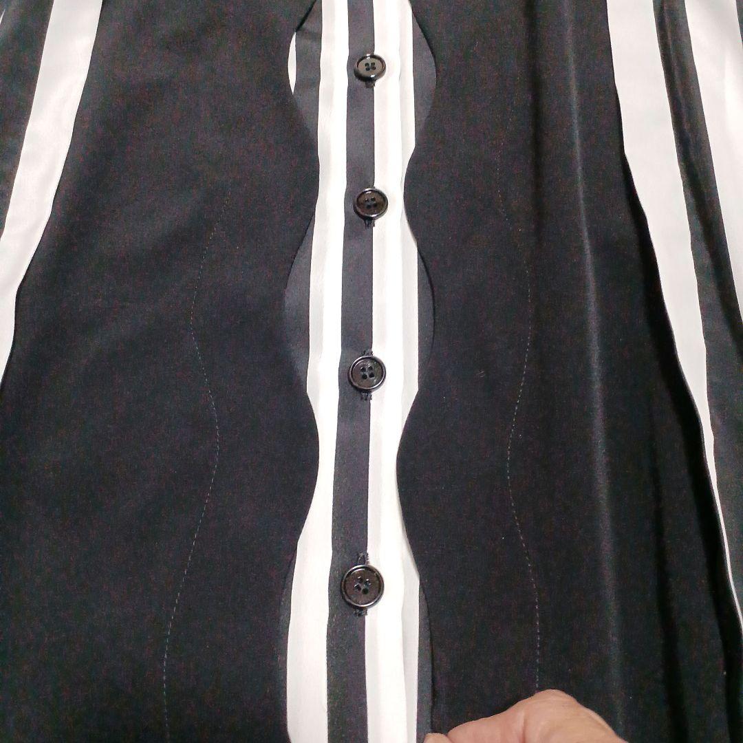 LIMI feu　リミフゥ　ストライプ　ドレスシャツ　フロントデザイン　S　黒白