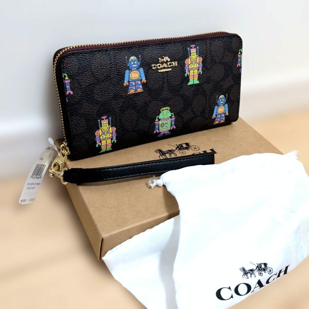 新品 COACH コーチ ロボット柄 ラウンドファスナー 長財布
