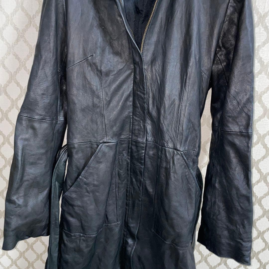 The first ラムレザー ジップアップワンピースブラック36