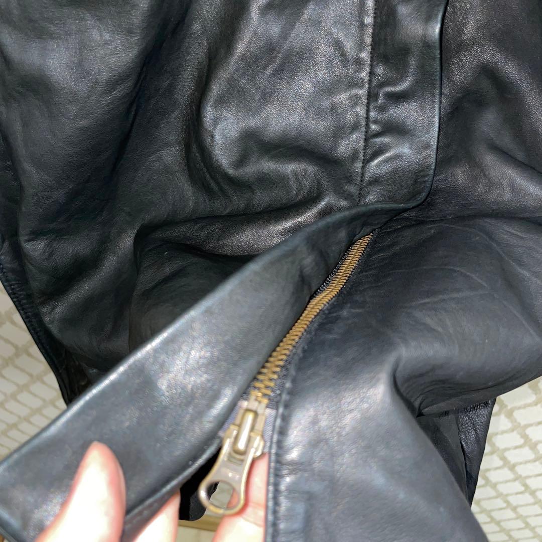 The first ラムレザー ジップアップワンピースブラック36