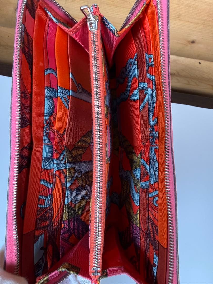 【最終価格】エルメス アザップ シルクイン ピンク ラウンドファスナー 正規品