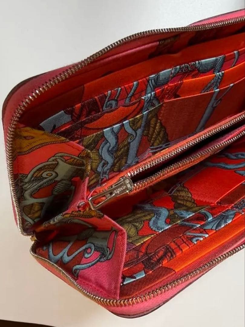 【最終価格】エルメス アザップ シルクイン ピンク ラウンドファスナー 正規品