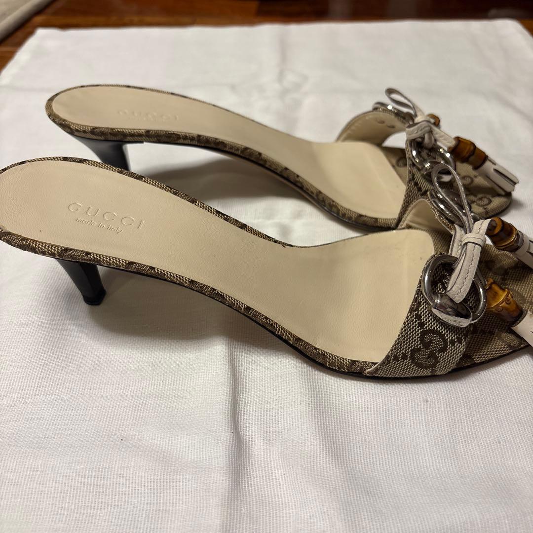 GUCCI バンブー装飾 ミュール ベージュ