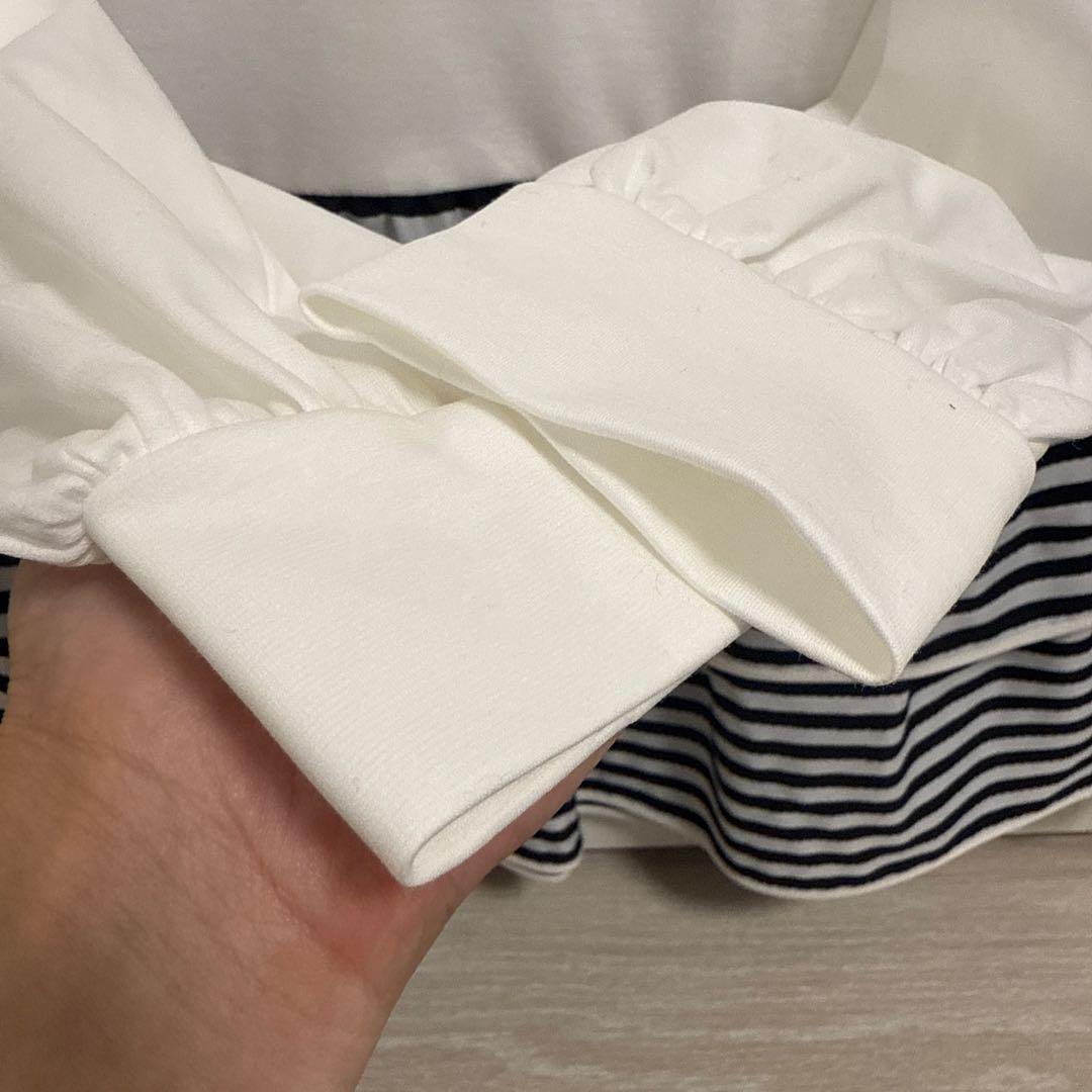 BORDERS at BALCONY ペプラム長袖カットソー　 ホワイト