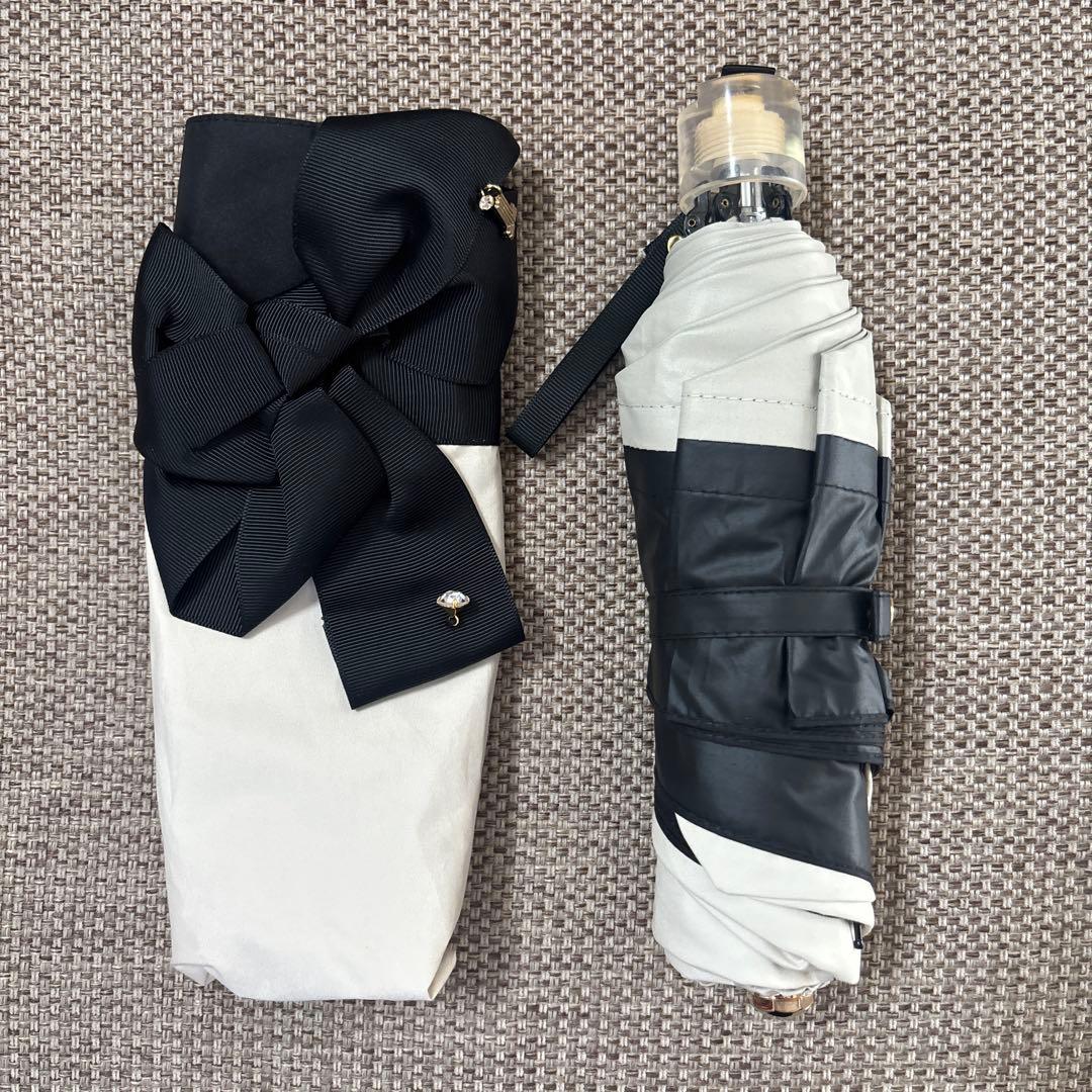 リボン付き晴雨兼用折りたたみ傘