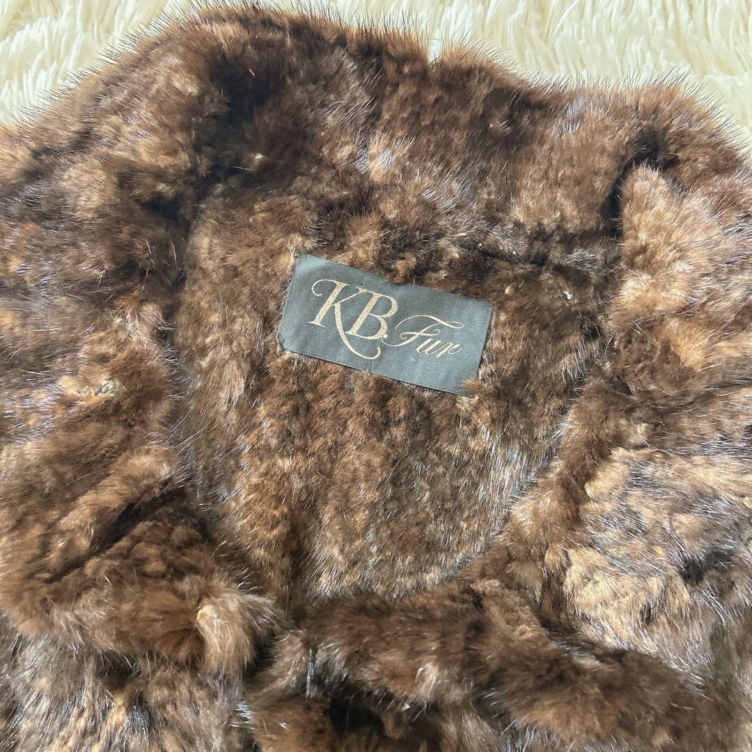 KBfur ミンク リアルファーベスト フレアシルエット ホック式 ブラウン