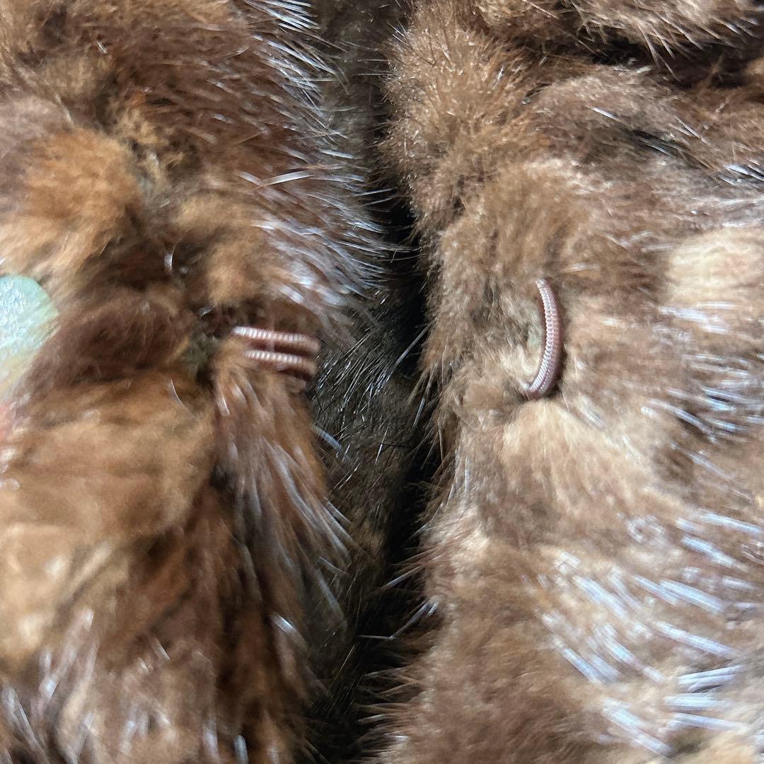 KBfur ミンク リアルファーベスト フレアシルエット ホック式 ブラウン