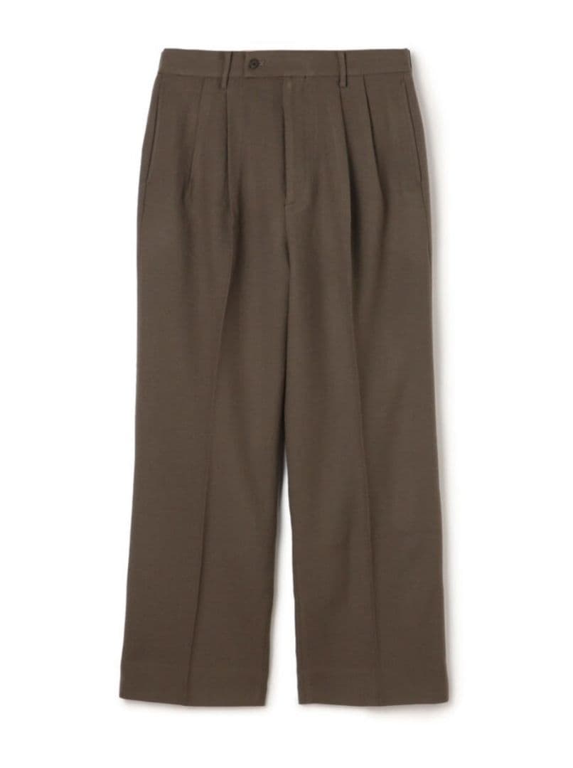 TOMORROWLANDドライウールツイル2プリーツワイドストレートバレルパンツ