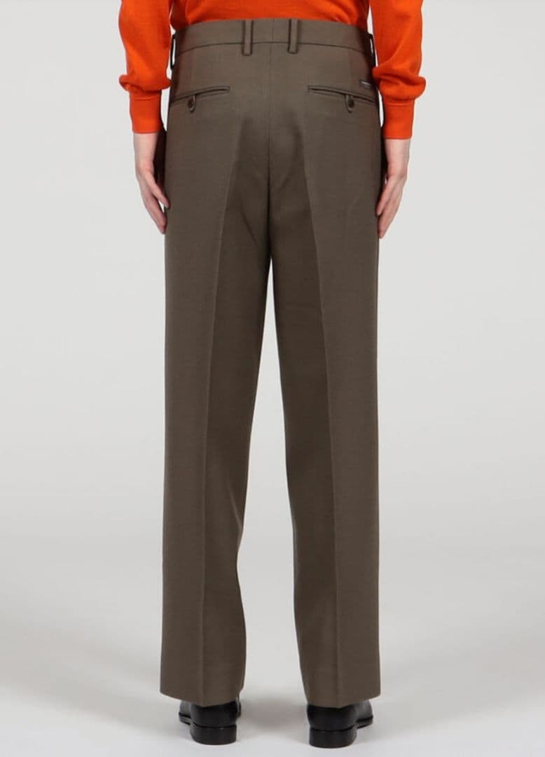 TOMORROWLANDドライウールツイル2プリーツワイドストレートバレルパンツ