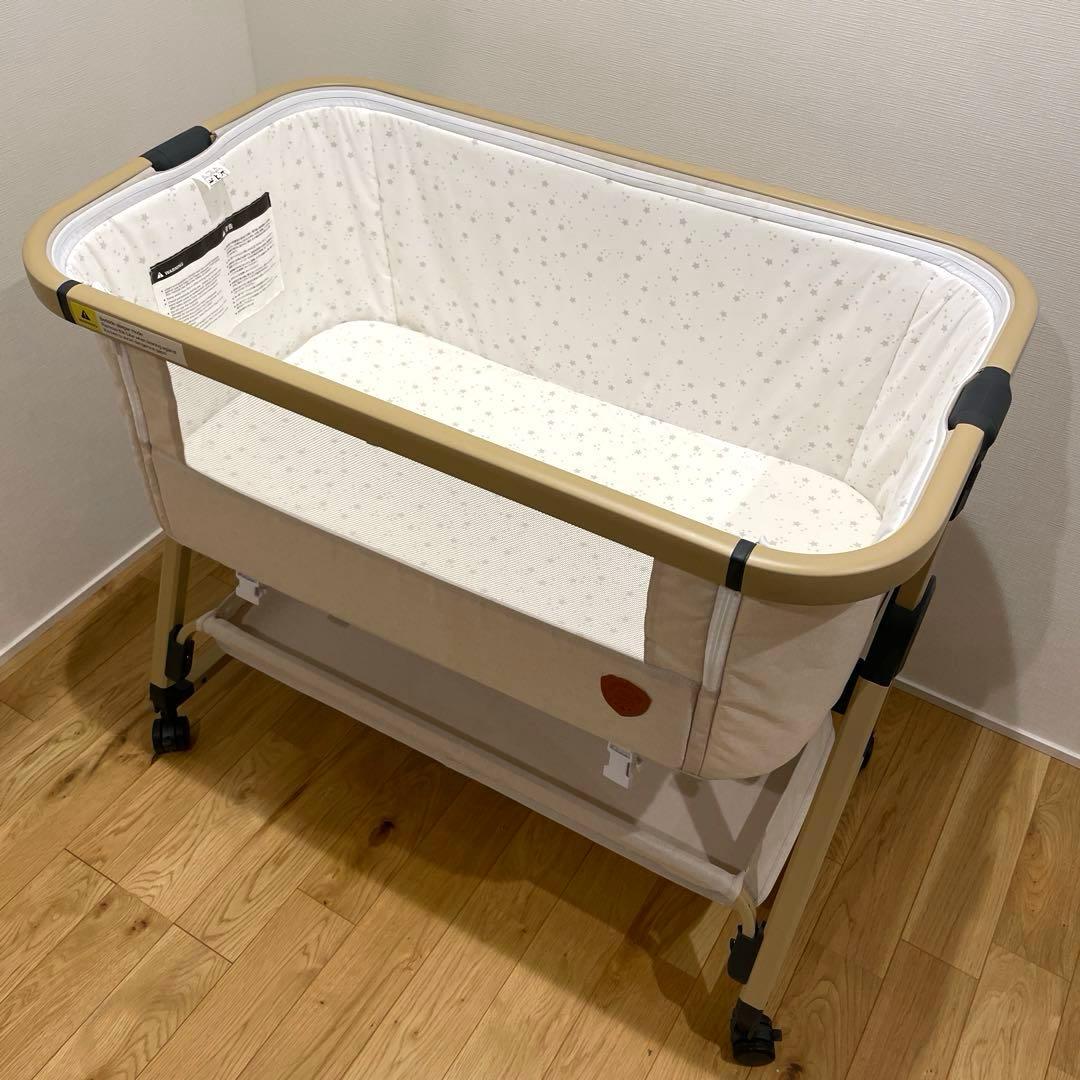 ベビーベッド　折りたたみ　HZDMJ ベージュ