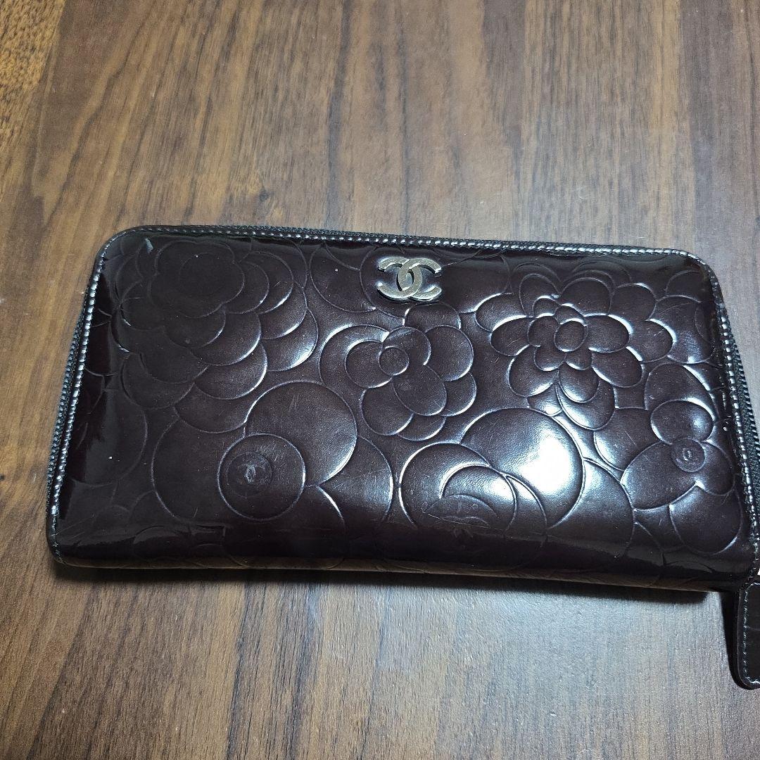 CHANEL フラワーエンボス 長財布 ブラック