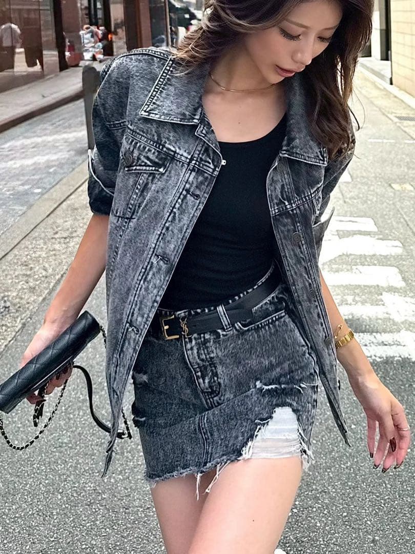 ❤︎即購入不可　DIANTE ケミカルウォッシュ　デニムスカート　グレー❤︎