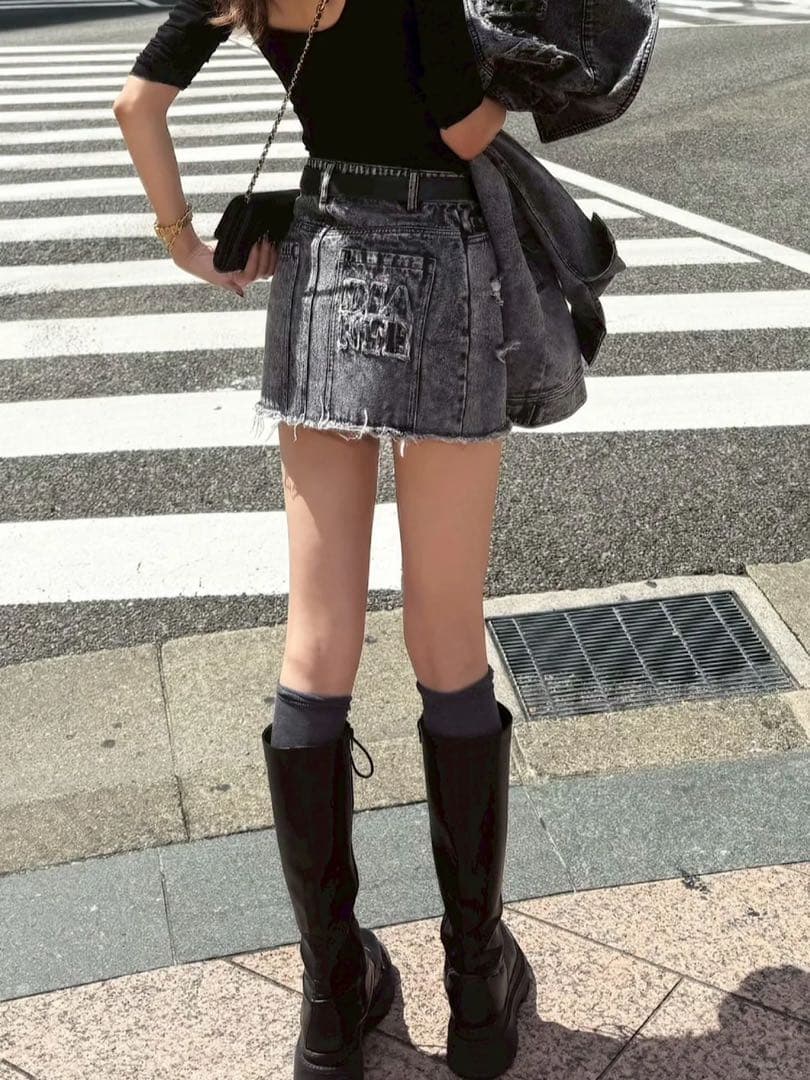 ❤︎即購入不可　DIANTE ケミカルウォッシュ　デニムスカート　グレー❤︎