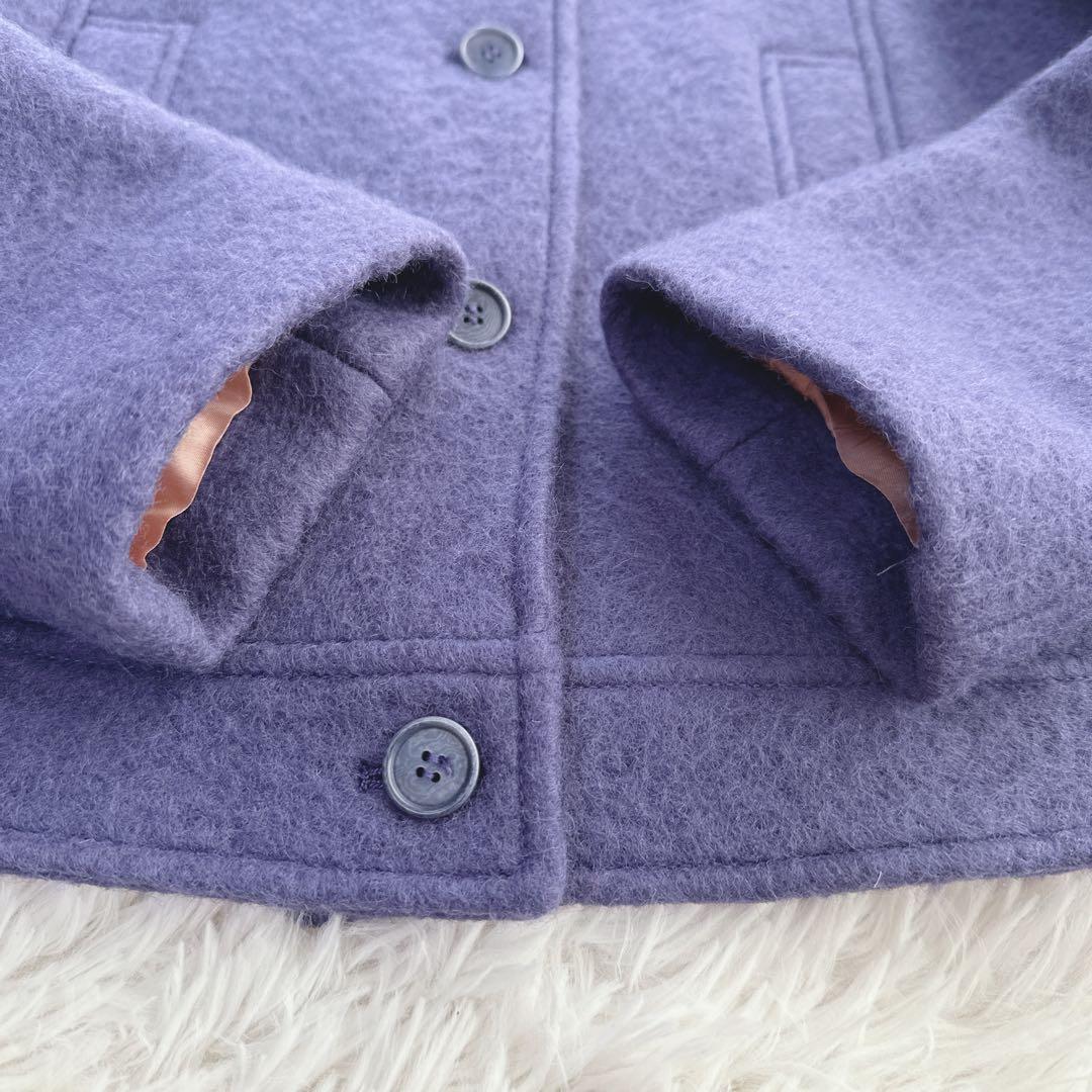 極美品 ジルサンダーネイビー ウールショートコート ジャケット パープル XL