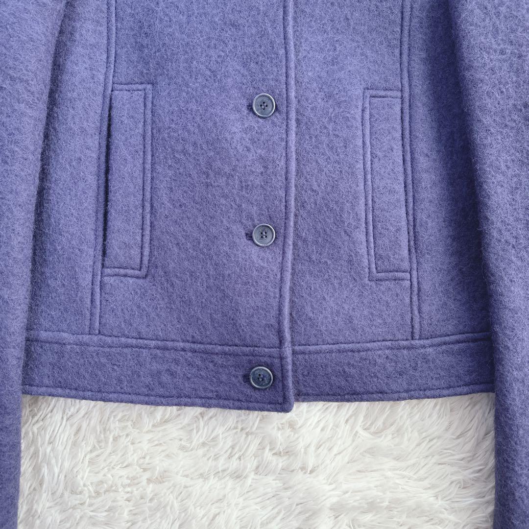 極美品 ジルサンダーネイビー ウールショートコート ジャケット パープル XL