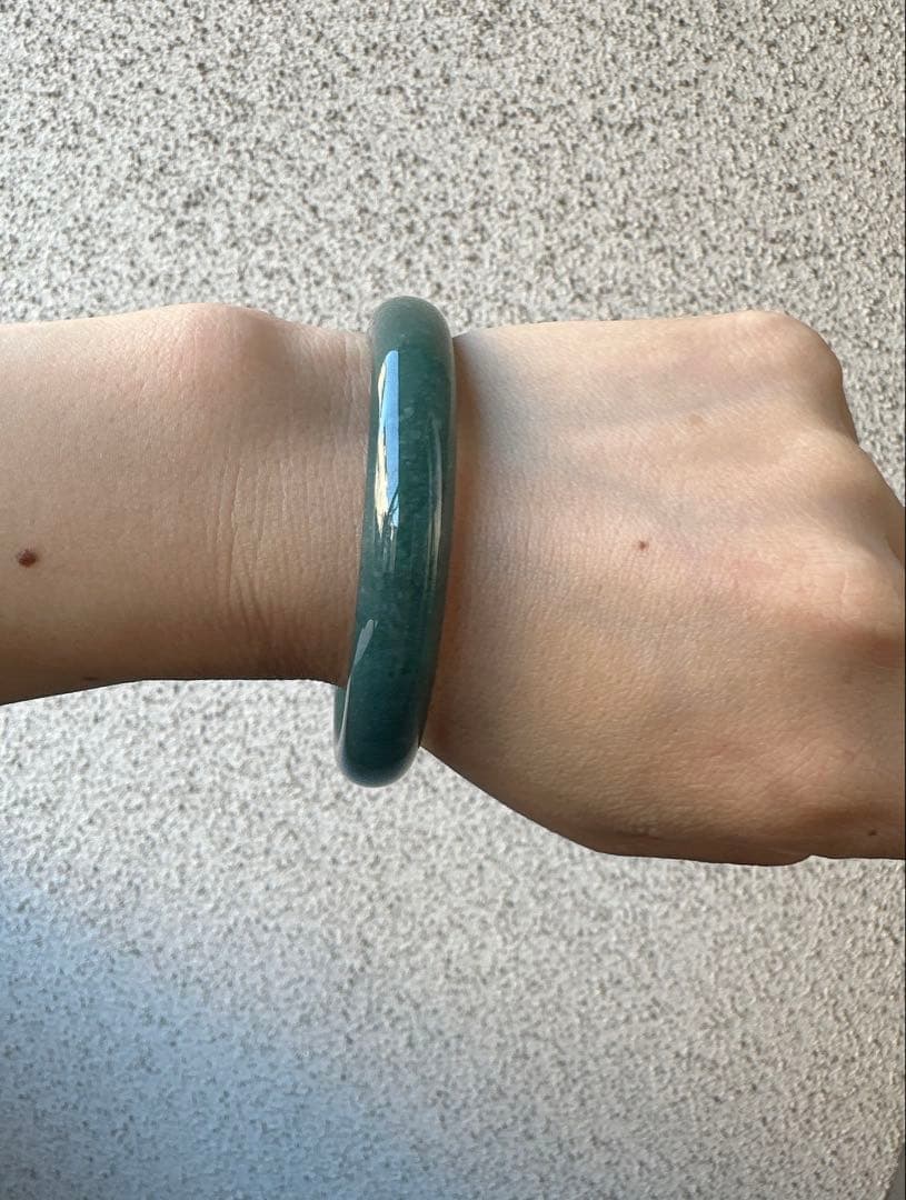 Ａランク翡翠 ヒスイバングル 藍水翡翠　鑑定書付き