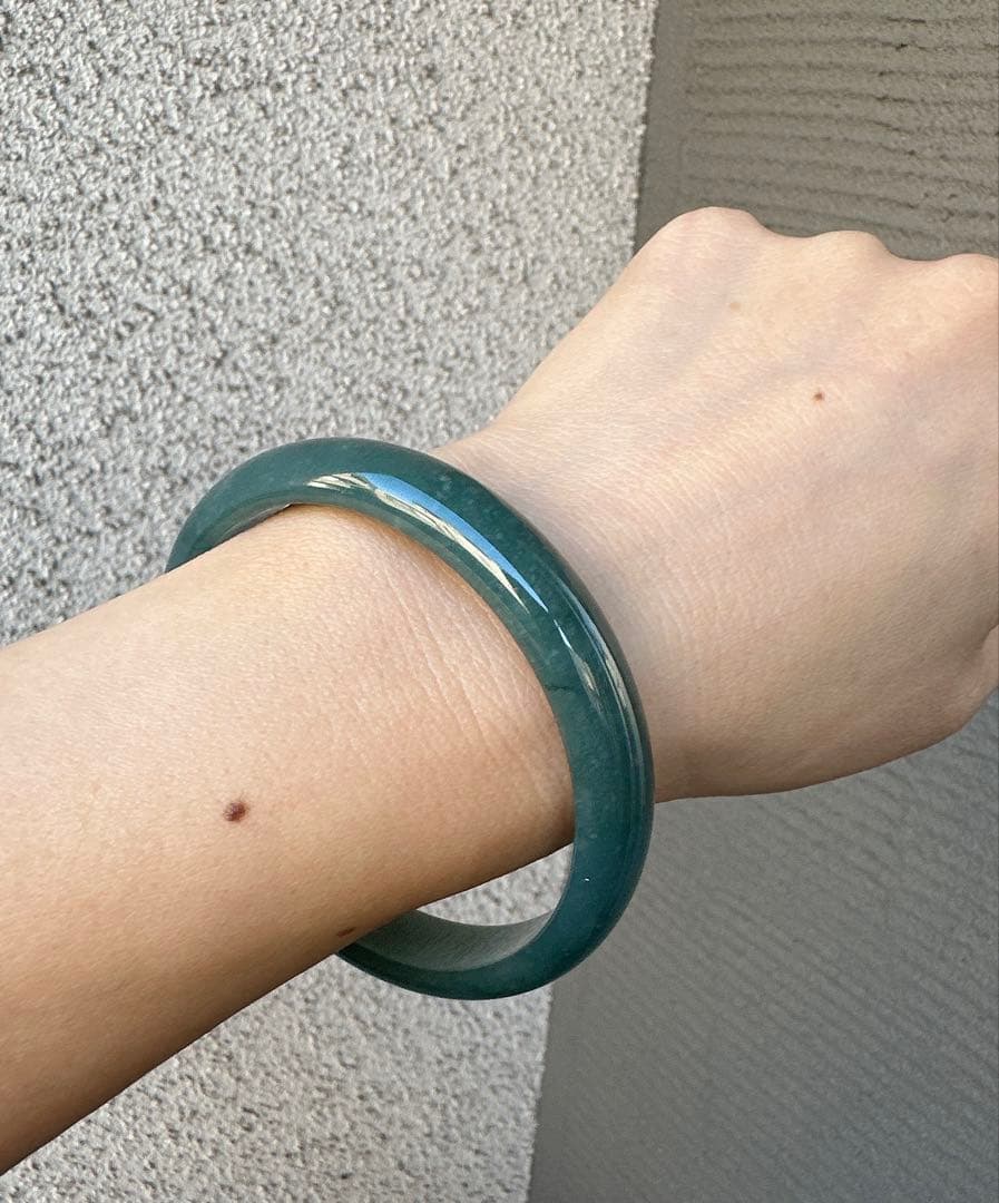 Ａランク翡翠 ヒスイバングル 藍水翡翠　鑑定書付き