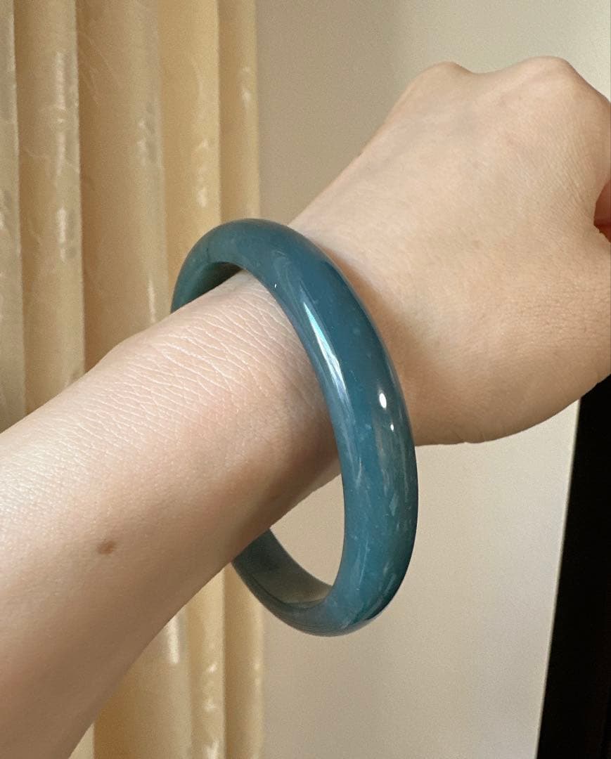 Ａランク翡翠 ヒスイバングル 藍水翡翠　鑑定書付き