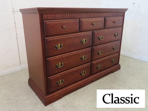 展示品■クラシック■大川家具■マルヨシ民芸■ワイドチェスト■4段9杯■大容量■