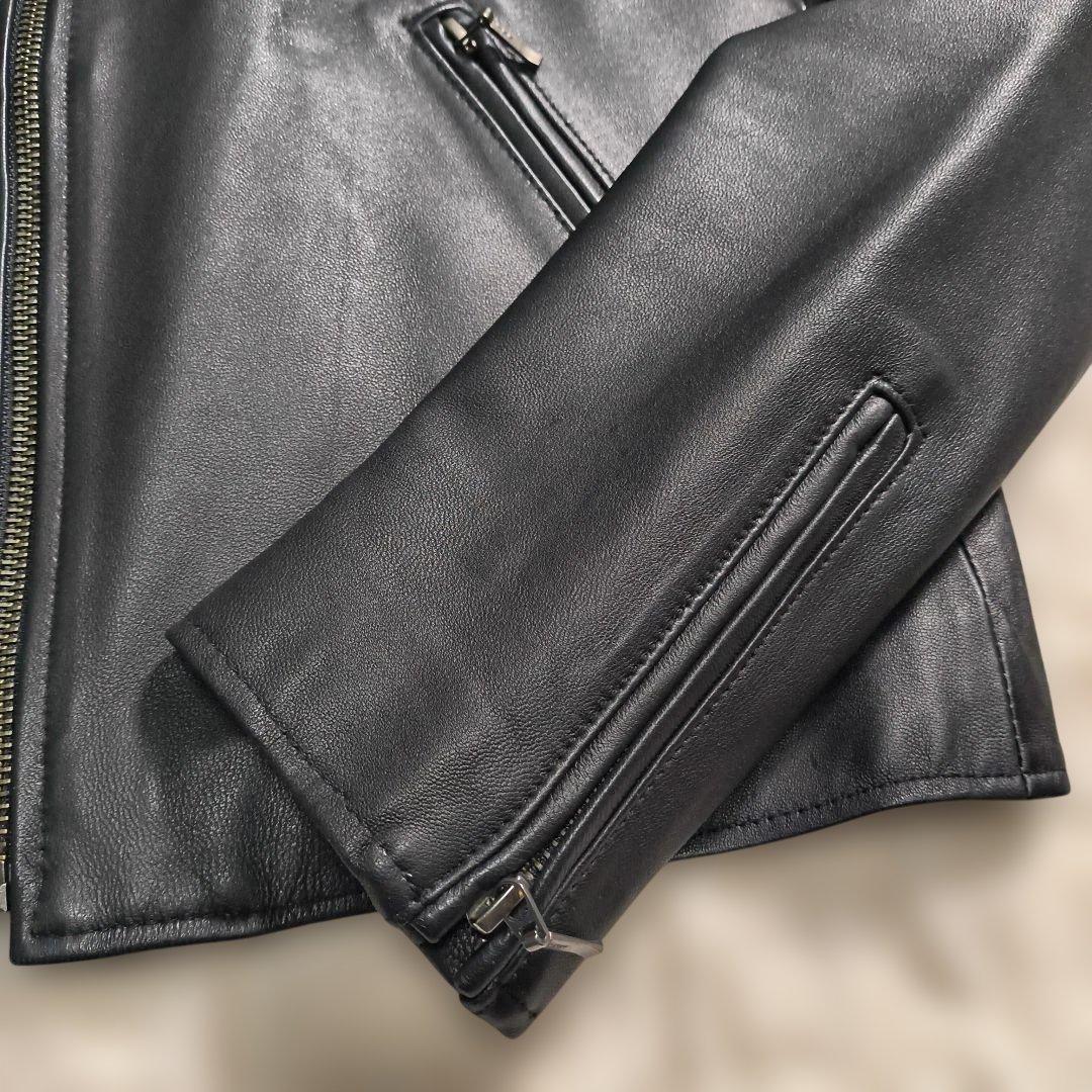 【美品】アーバンリサーチ　リアルレザーノーカラージャケット　羊革　サイズ38