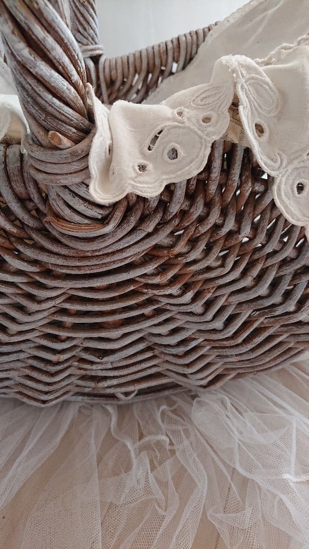 アンティーククロス ２枚付きの Koboバスケット シャビー