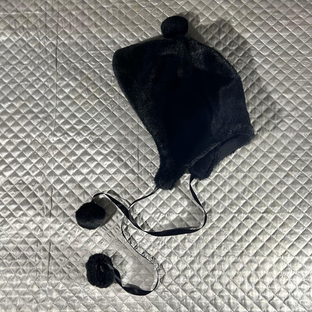 00s archive フェイクファーボンボンイヤーキャップ Y2K 黒