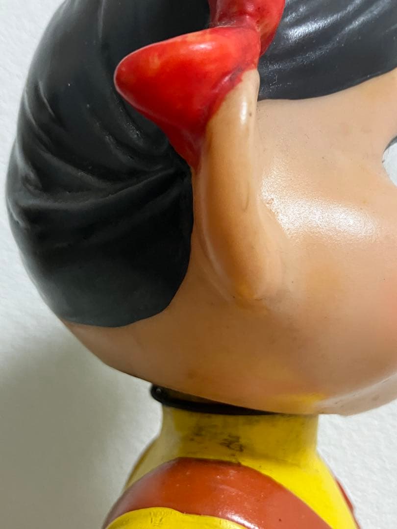 不二家　ペコちゃんブリキ台　ソフビ首振り人形 頭部ネジ２つ　昭和レトロ