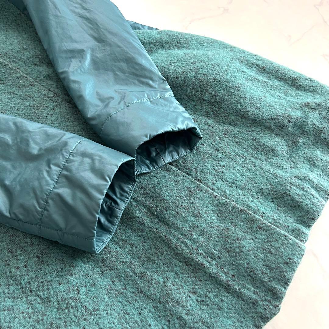 cubecube センソユニコ モヘヤMIX切替フーデットコート ブルーグリーン