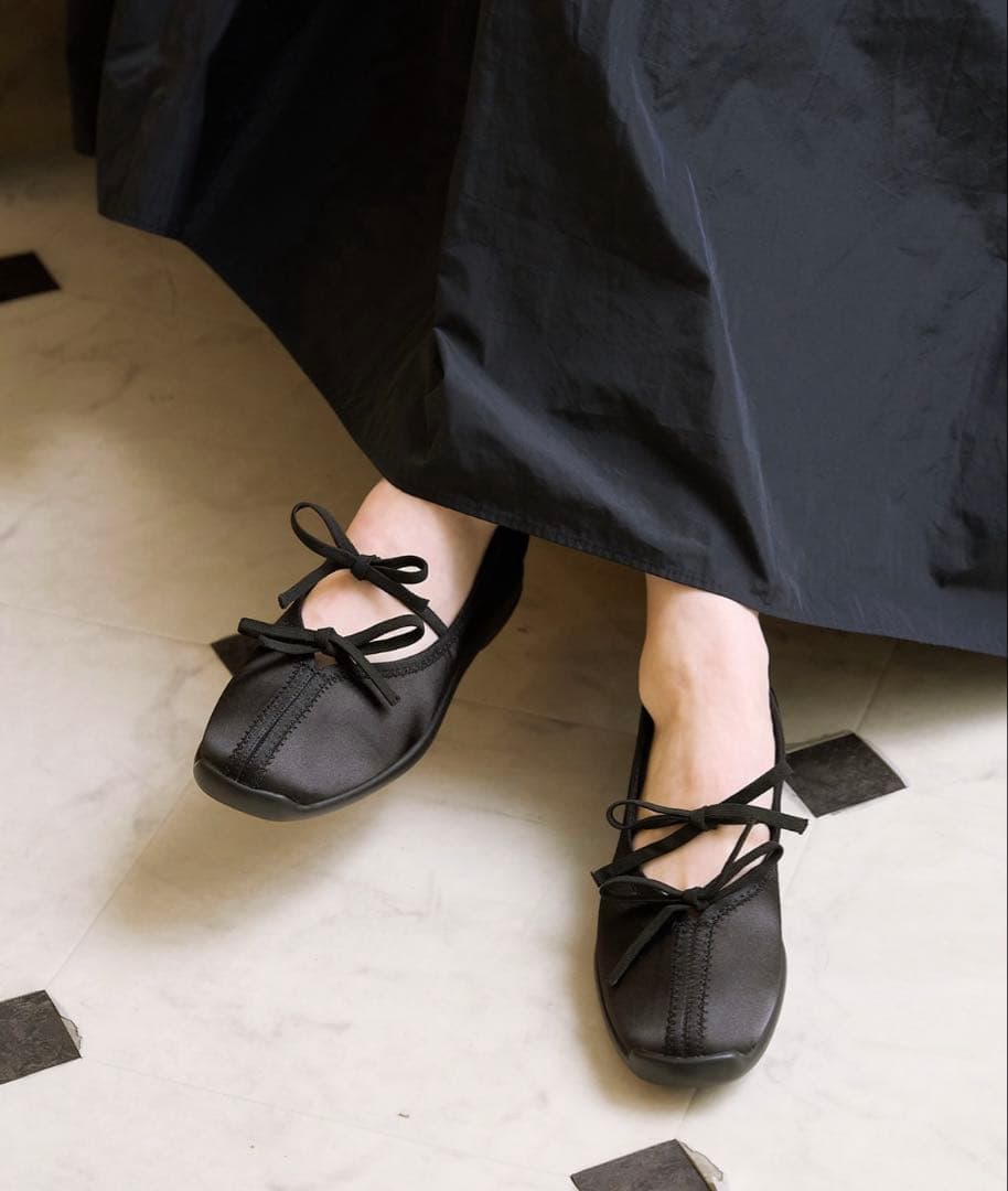 ほぼ未使用品 Le Talon ルタロン　Lダブルリボンバレリーナシューズ