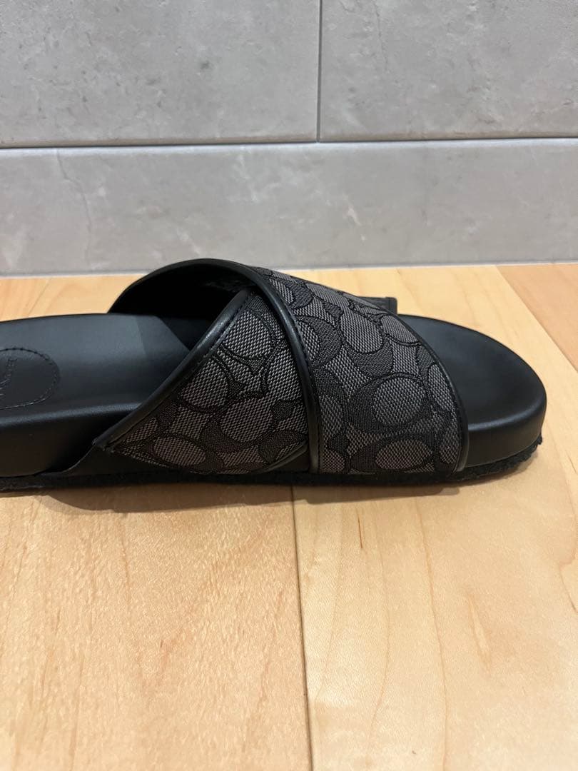 【美品】コーチ COACH メンズ シグネチャー サンダル ブラック黒