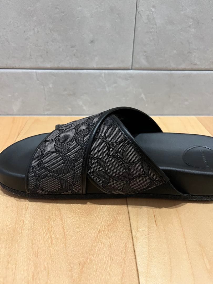 【美品】コーチ COACH メンズ シグネチャー サンダル ブラック黒