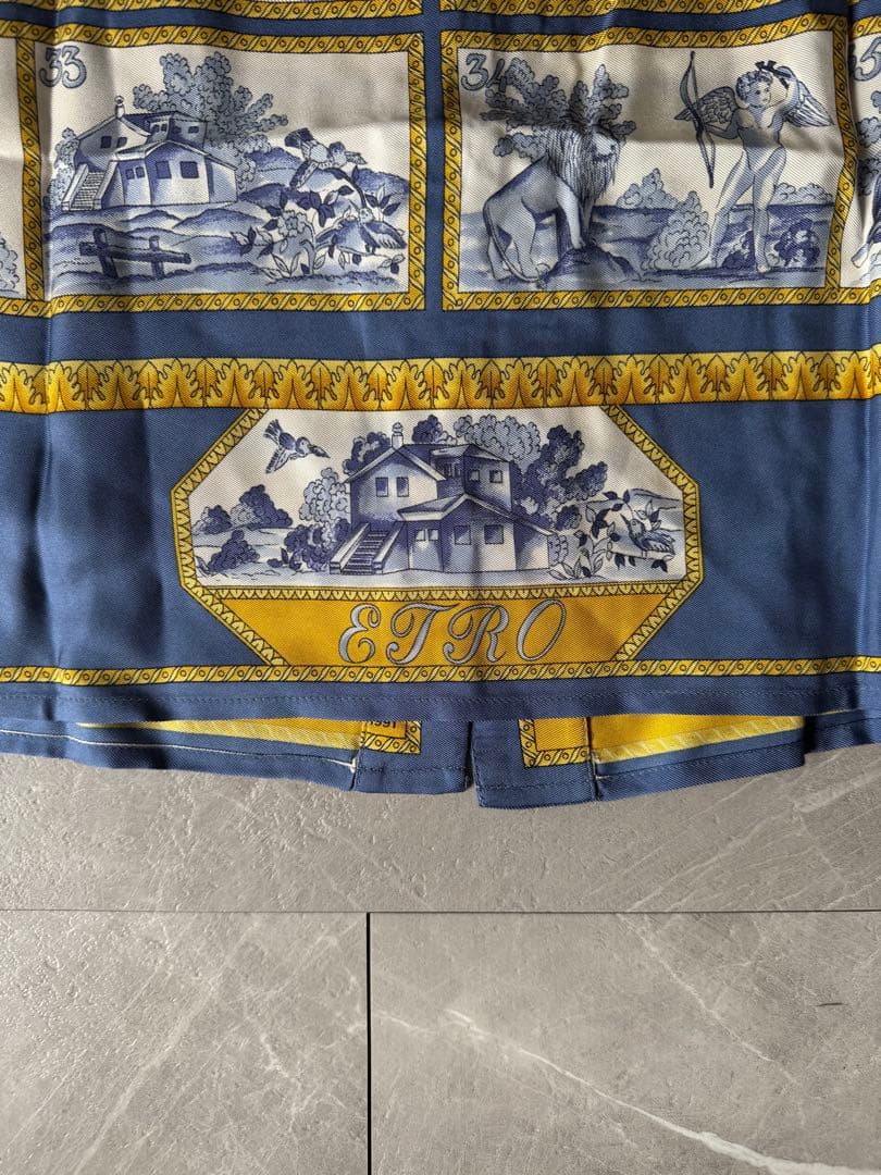 【お値下げ】ETRO エトロ シルク 総柄 シャツ 38 長袖 ヴィンテージ風