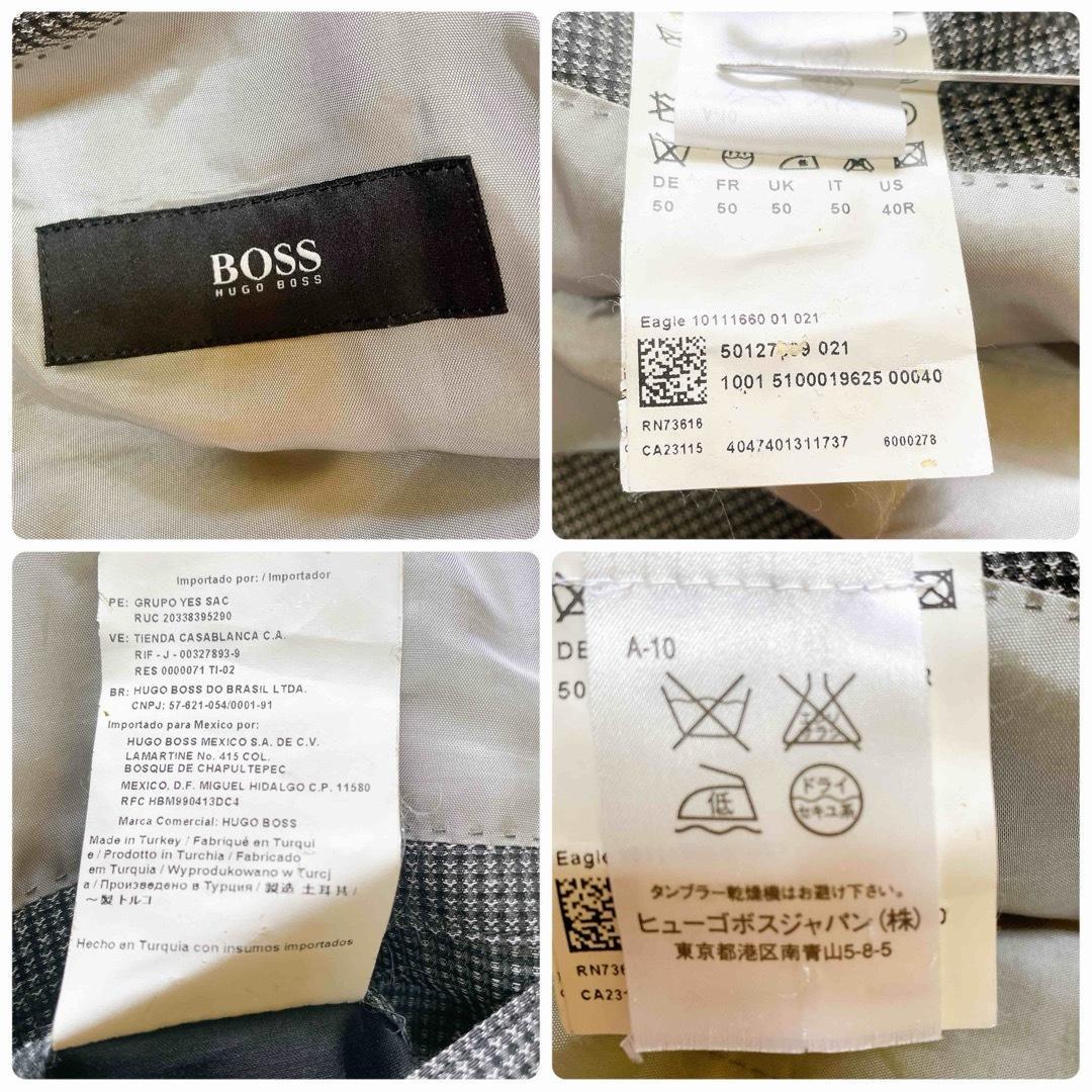 美品/XL◎ヒューゴボス テーラードジャケット マイクロ千鳥 50 トルコ製