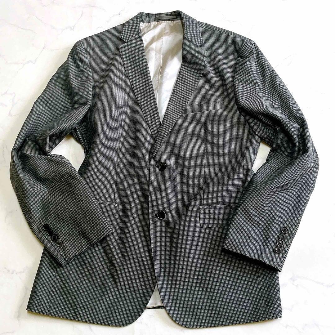 美品/XL◎ヒューゴボス テーラードジャケット マイクロ千鳥 50 トルコ製