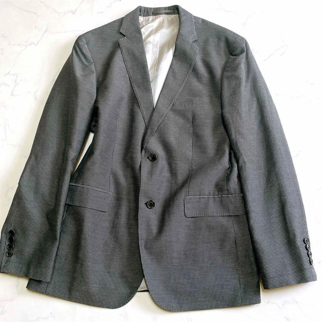 美品/XL◎ヒューゴボス テーラードジャケット マイクロ千鳥 50 トルコ製