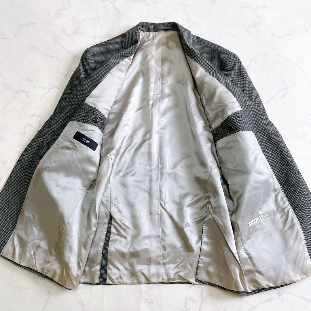 美品/XL◎ヒューゴボス テーラードジャケット マイクロ千鳥 50 トルコ製